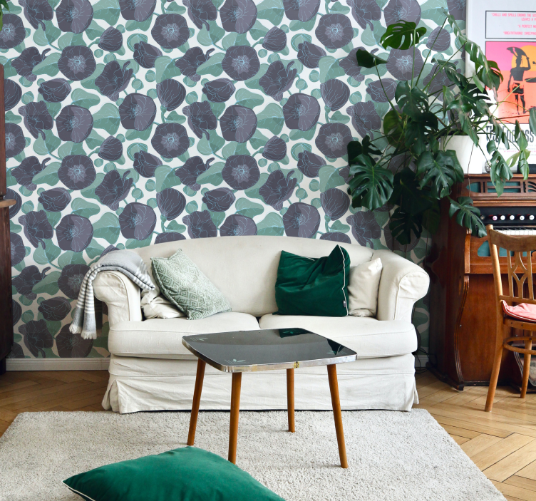 Papier peint floral fleurs d'hibiscus - TenStickers