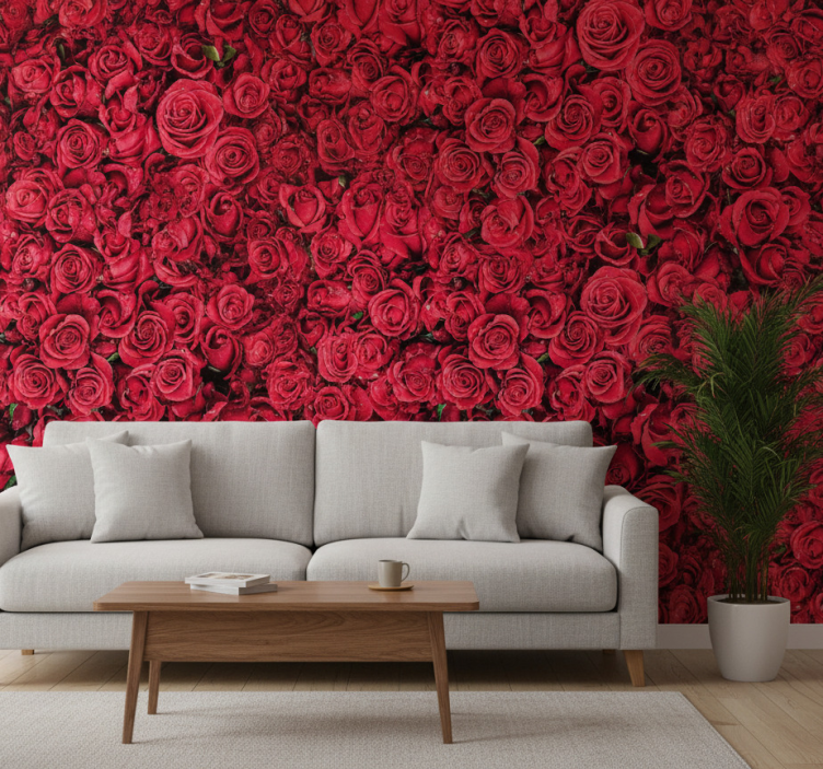 Papier peint floral fleurs rouges sur fond texturé - TenStickers