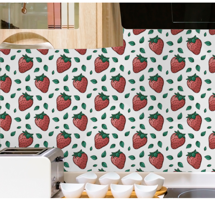 Papier peint cuisine fraises fraîches florales - TenStickers