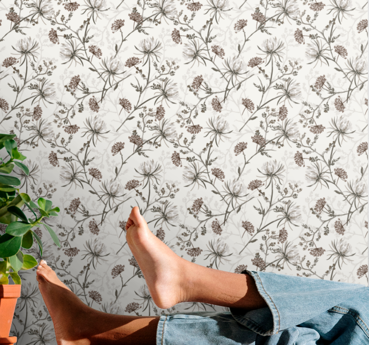 Papier peint floral gravures botaniques - TenStickers