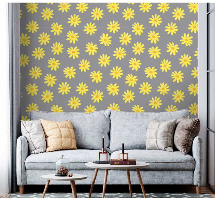 Papier peint floral ornement floral de soleil - TenStickers