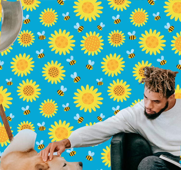 Papier peint floral sérigraphie florale ensoleillée - TenStickers