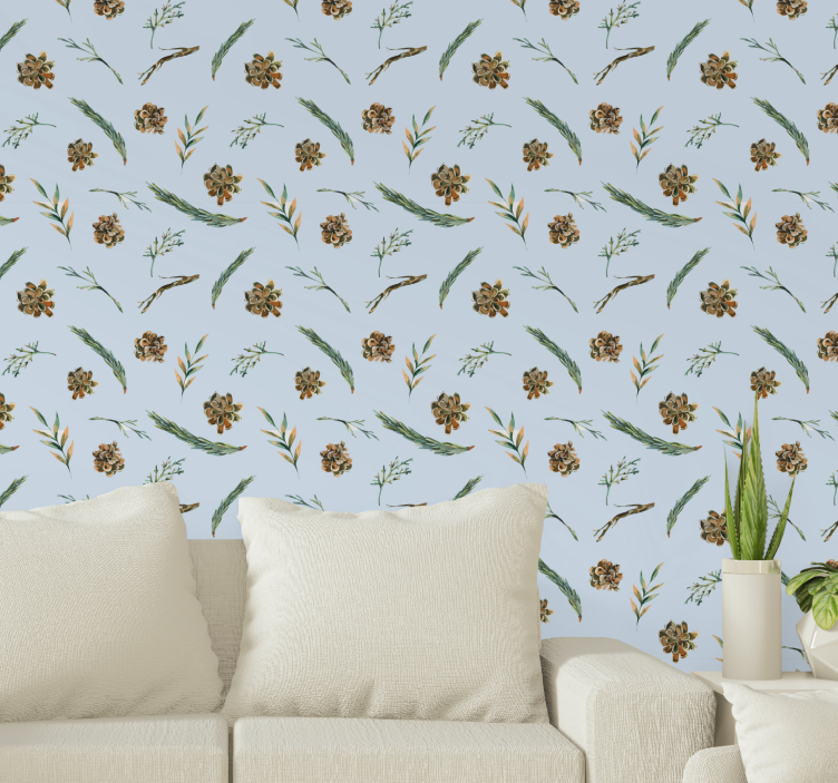 Papier peint floral impression botanique douce - TenStickers