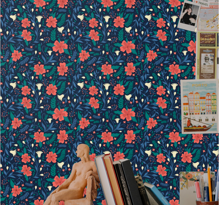 Papier peint floral illustration botanique florale - TenStickers