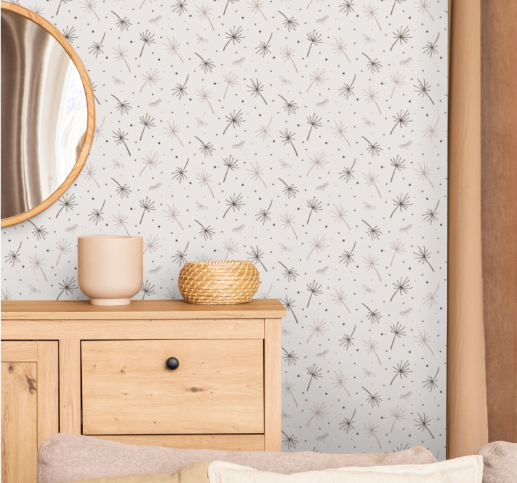 Papier peint floral inspiration pissenlit gris - TenStickers