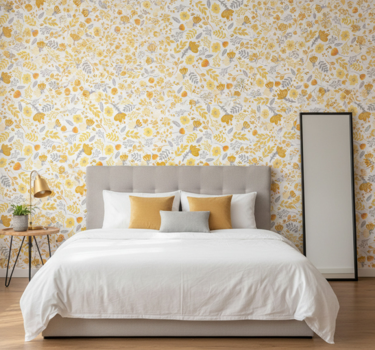 Papier peint floral jaune - TenStickers
