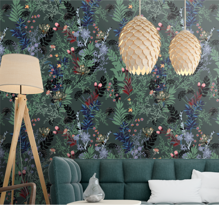 Papier peint floral jungle nocturne - TenStickers