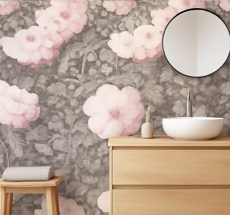 Papier peint floral lin vintage en fleurs - TenStickers