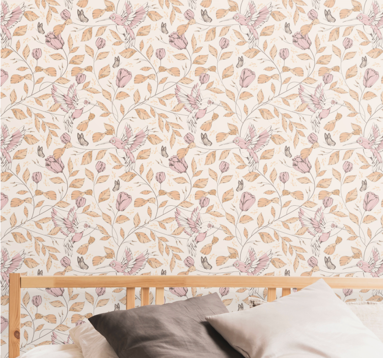 Papier peint floral motif beige délicat - TenStickers