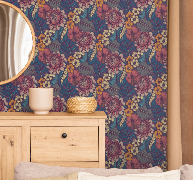 Papier peint floral motif botanique vintage - TenStickers