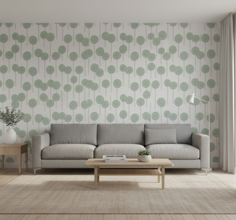 Papier peint floral motif d'arbre minimaliste - TenStickers