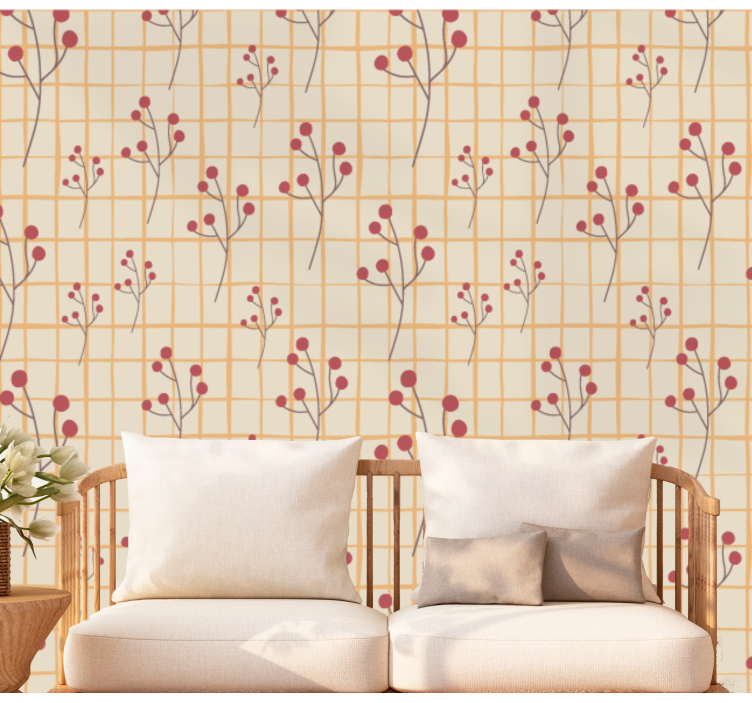 Papier peint floral motif de branche de baies - TenStickers