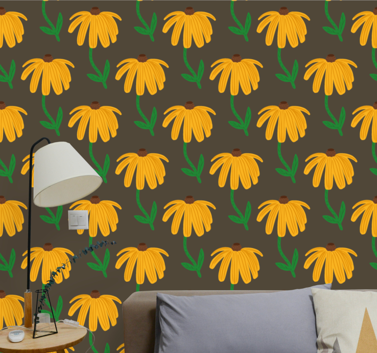 Papier peint floral Élément d'emblème floral - TenStickers