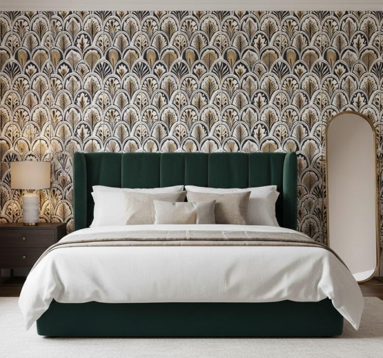 Papier peint floral motif doré - TenStickers