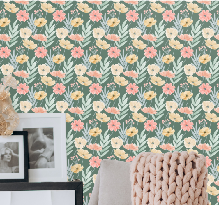 Papier peint floral motif floral - TenStickers