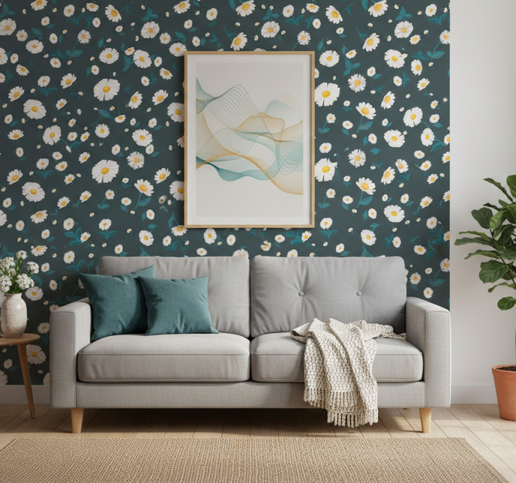 Papier peint floral motif fleurs de marguerite - TenStickers