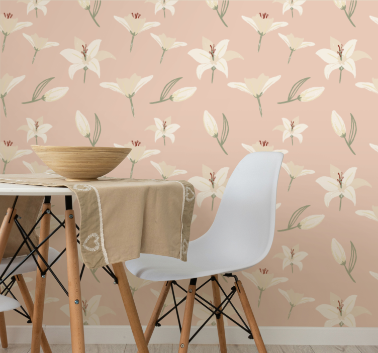 Papier peint floral motif floral délicat beige - TenStickers