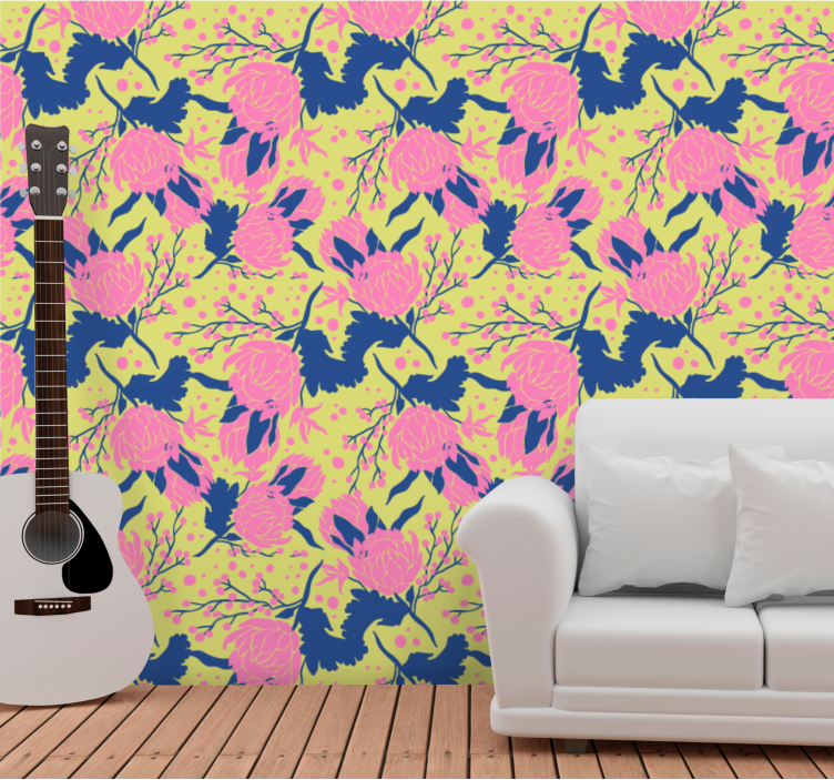 Papier peint floral motif floral vibrant - TenStickers