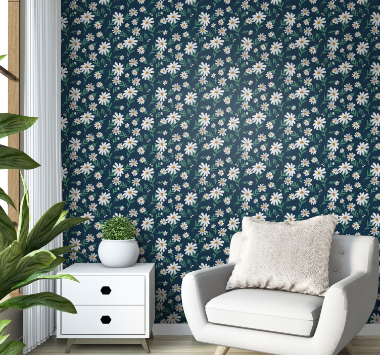 Papier peint floral motif marguerite - TenStickers