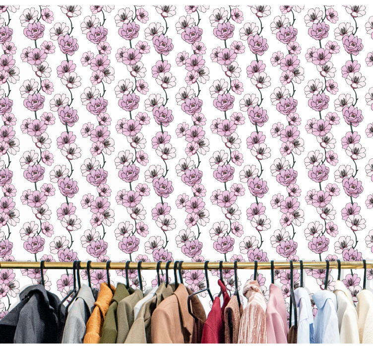 Papier peint floral motif mauve  - TenStickers
