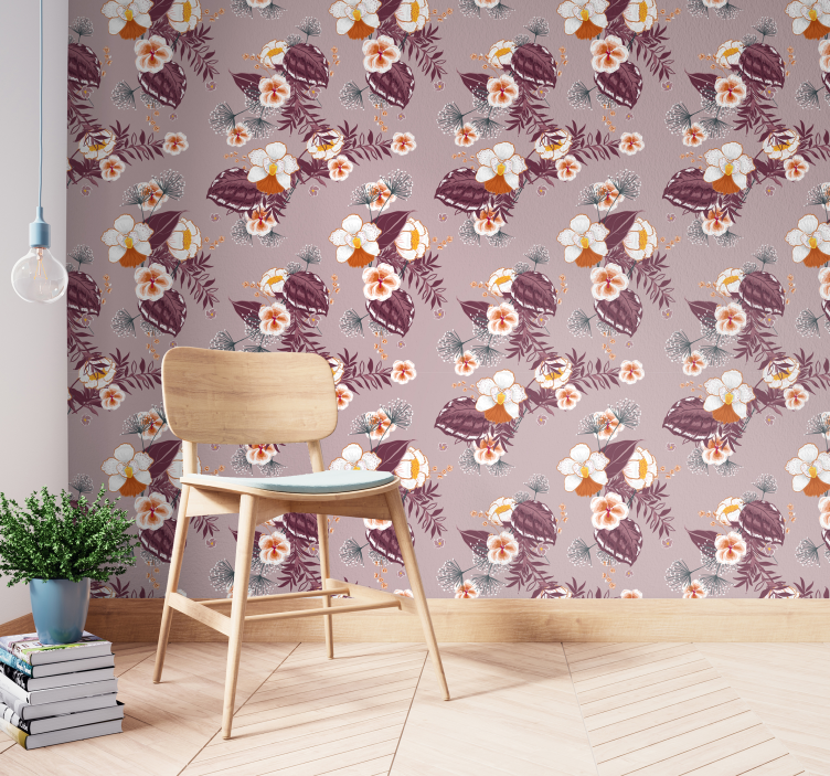 Papier peint floral motif orchidée florale - TenStickers