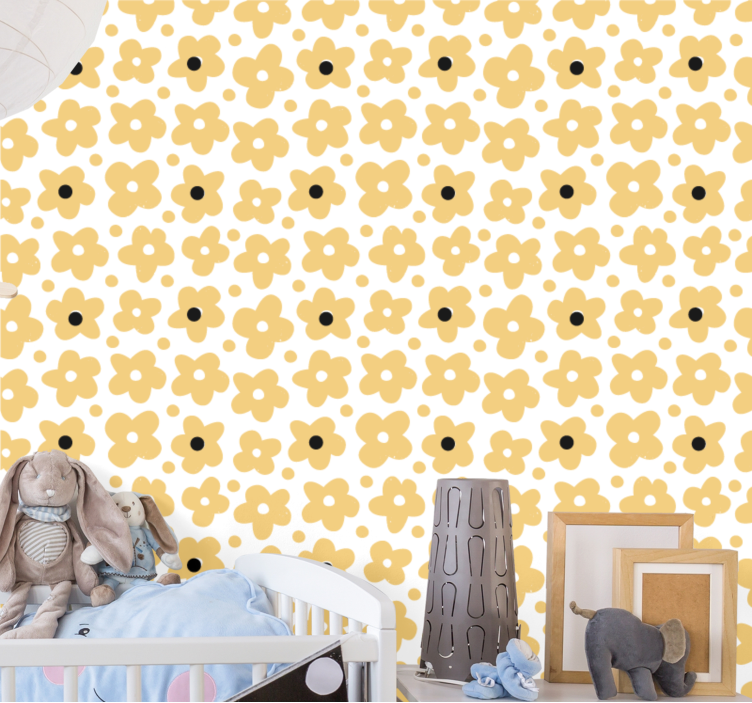 Papier peint floral motif simple jaune - TenStickers