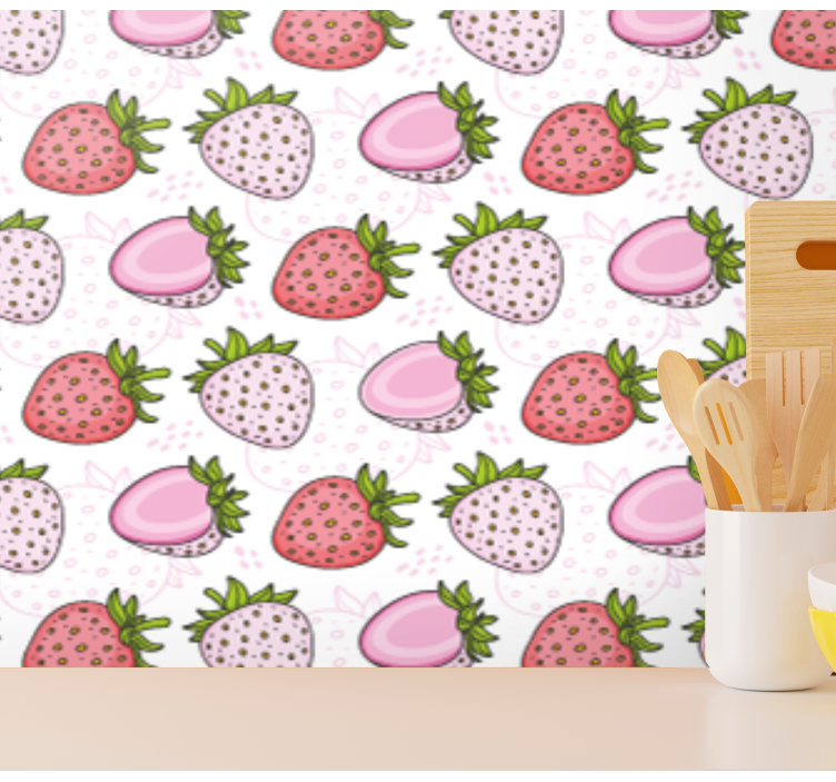 Papier peint cuisine motifs de fraises - TenStickers