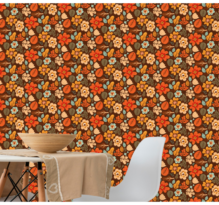 Papier peint floral motifs floraux automnaux - TenStickers