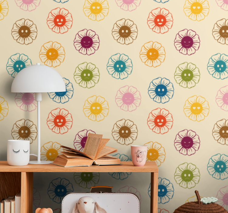 Papier peint floral motifs floraux joyeux - TenStickers