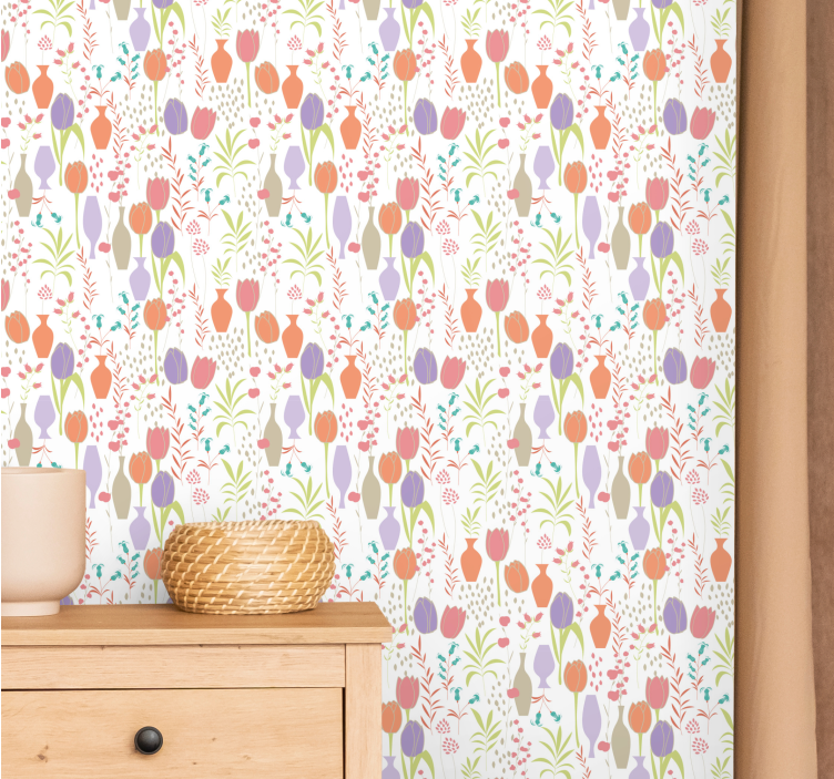 Papier peint floral motifs floraux stylisés - TenStickers