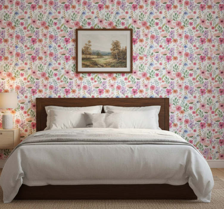 Papier peint floral multicolore - TenStickers