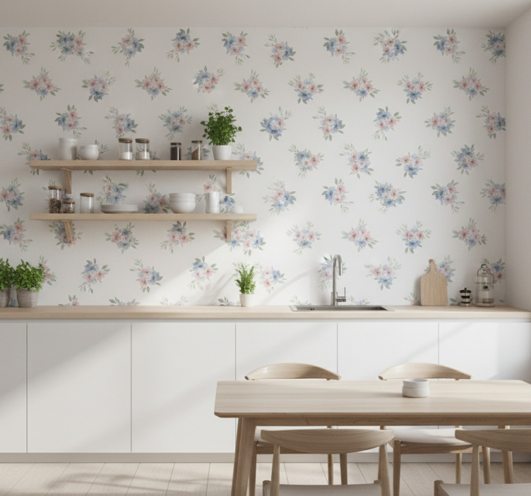 Papier peint floral petites fleurs aquarelle - TenStickers