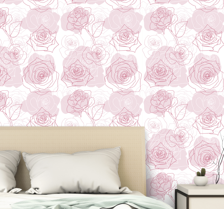Papier peint floral roses florales délicates - TenStickers
