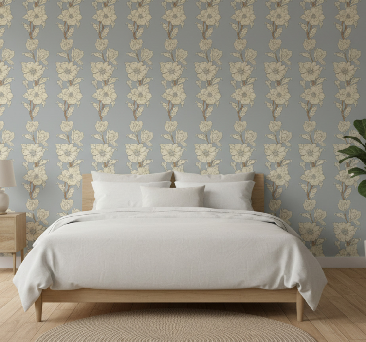 Papier peint floral style nostalgie magnolia - TenStickers