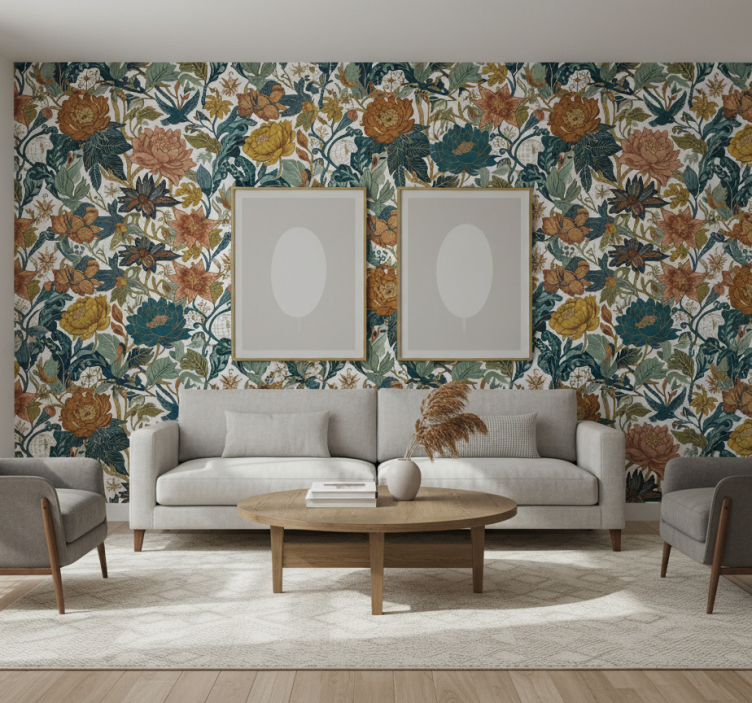 Papier peint floral style voyage mural - TenStickers