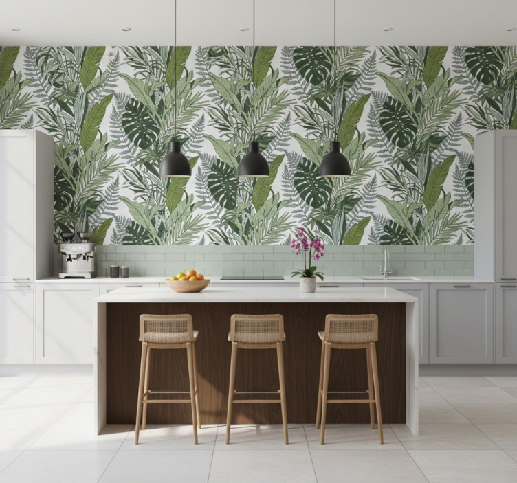 Papier peint floral symphonie des feuilles exotiques - TenStickers