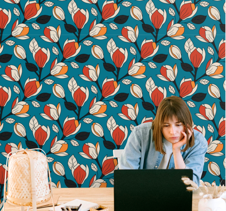 Papier peint floral toile de fond à motifs floraux - TenStickers