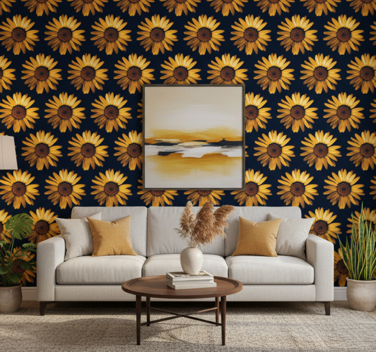 Papier peint floral tournesol jaune - TenStickers
