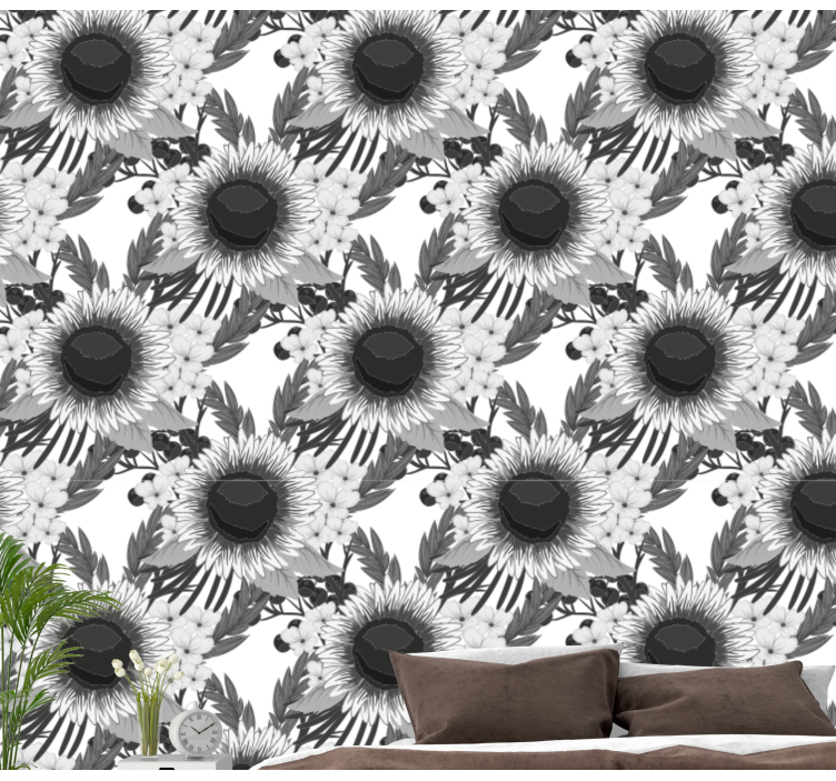 Papier peint floral tournesols monochromes - TenStickers