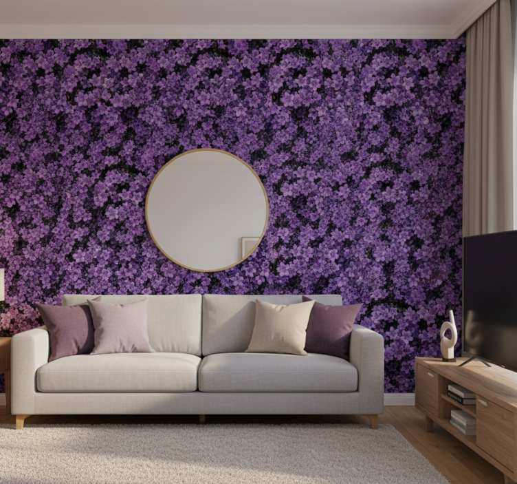 Papier peint floral vague de fleurs violettes - TenStickers
