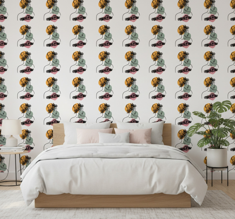 Papier peint floral visage de femme éblouissant - TenStickers