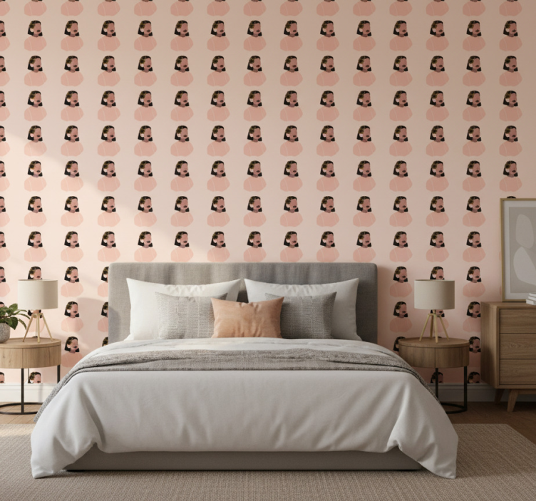 Papier peint floral visage de femme tournesol - TenStickers