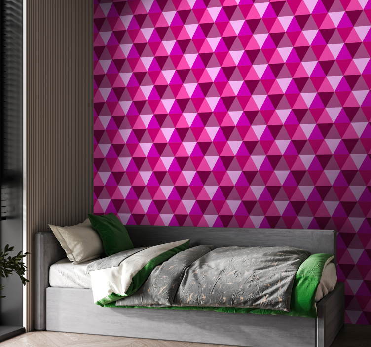 Papier peint chambre ado géométrique rose fuchsia - TenStickers