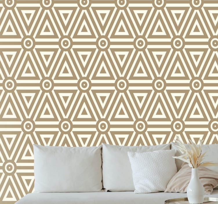Papier peint géometrique arrangement triangulaire beige - TenStickers