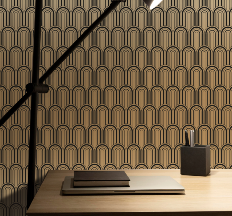 Papier peint géometrique motif d'arches marron - TenStickers