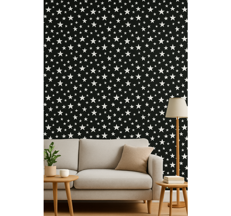 Papier peint étoiles élégance noir et blanc - TenStickers