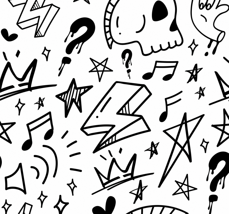 Papier peint chambre ado formes graphiques stylisées - TenStickers