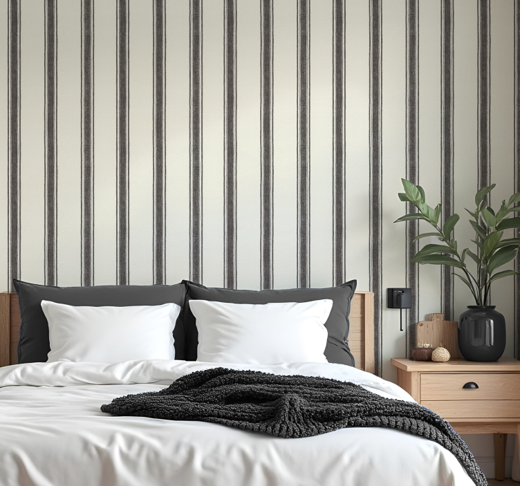 Papier peint géométrique lignes noires élégantes - TenStickers