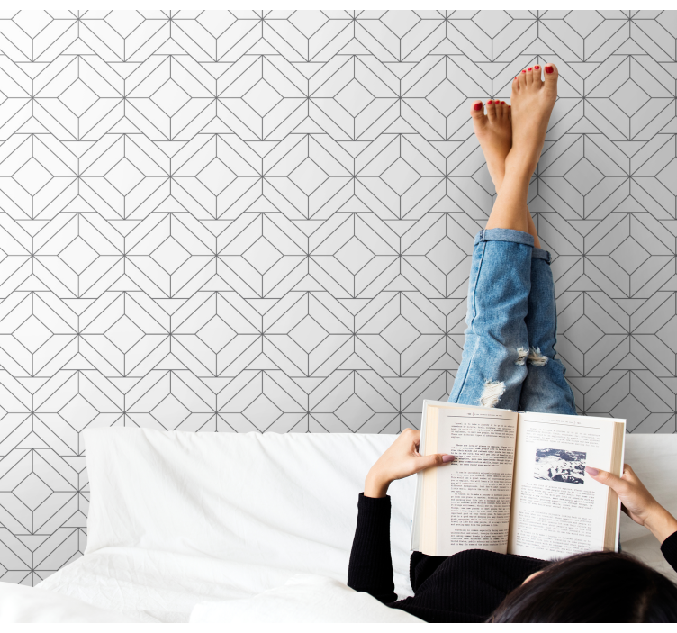 Papier peint géometrique motif cubique - TenStickers