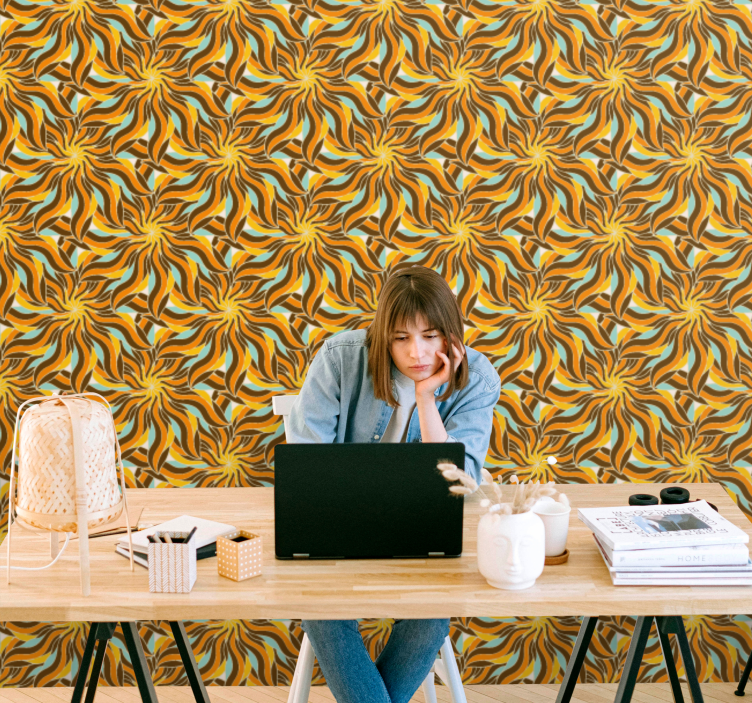 Papier peint géometrique motifs de tourbillons complexes - TenStickers